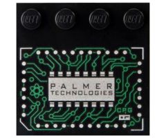 Tile, Modified 4 x 4 with Studs on Edge with Integrated Circuits and 'PALMER TECHNOLOGIES' Pattern