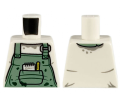 Torso Sand Green Apron, Dark Green Splotches, Pen and Pad in Pocket Pattern