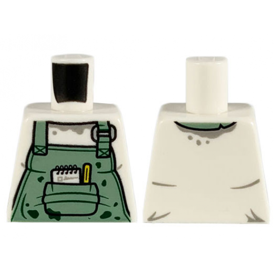 Torso Sand Green Apron, Dark Green Splotches, Pen and Pad in Pocket Pattern