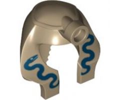 Minifigure, Headgear Headdress Mummy with Dark Blue Snakes Pattern