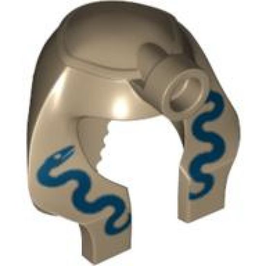 Minifigure, Headgear Headdress Mummy with Dark Blue Snakes Pattern