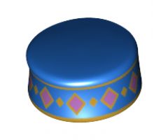 Minifigure, Headgear Kufi with Gold Bands, Gold and Medium Lavender Diamonds Pattern