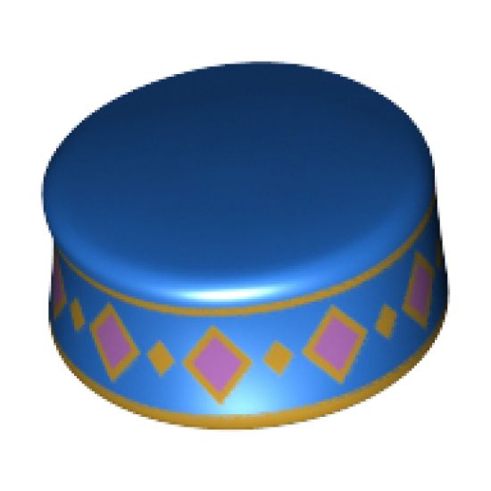 Minifigure, Headgear Kufi with Gold Bands, Gold and Medium Lavender Diamonds Pattern