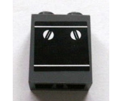 Brick 1 x 2 x 2 with Inside Axle Holder with Black Oven with White Controls Pattern (Sticker) - Set 3825