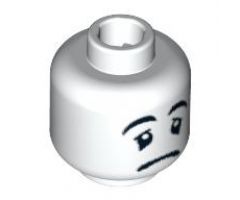 Minifigure, Head Mime Sad Face, Black Eyes with White Pupils Pattern - Blocked Open Stud