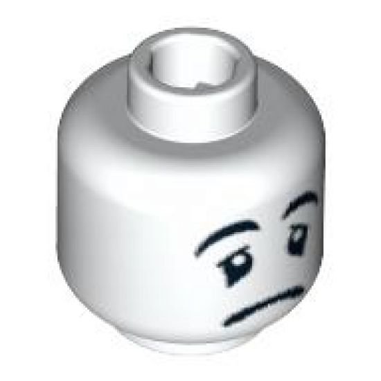 Minifigure, Head Mime Sad Face, Black Eyes with White Pupils Pattern - Blocked Open Stud