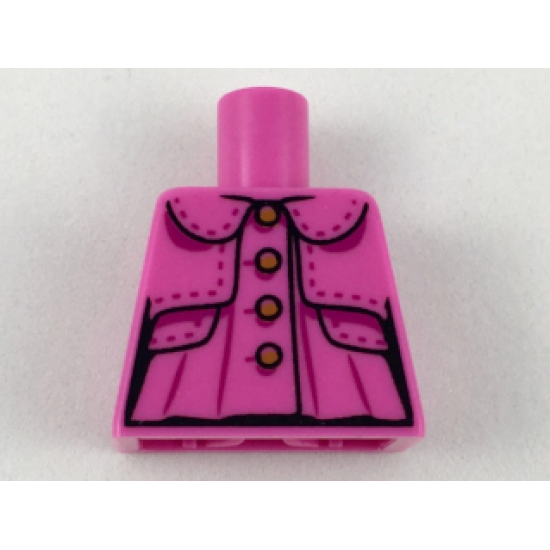 Torso Female Top with Collar, Shrug, Medium Nougat Buttons, Magenta Stitching and Gathers Pattern