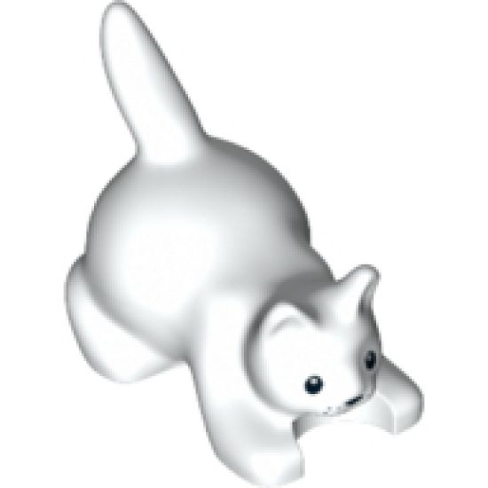 Cat, Crouching with Black Eyes, Nose and Whisker Dots Pattern
