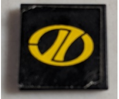 Tile 2 x 2 with Yellow Stylized 'LT' on Oval Racing Logo Pattern (Sticker) - Set 8880