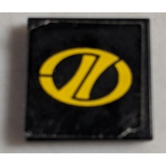 Tile 2 x 2 with Yellow Stylized 'LT' on Oval Racing Logo Pattern (Sticker) - Set 8880