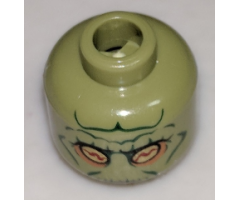 Minifigure, Head Alien with SW Neimoidian Green Facial Lines Pattern - Blocked Open Stud