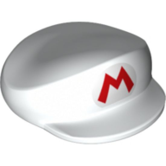 Large Figure Part Headgear Cap Mario with Letter M in White Oval Pattern