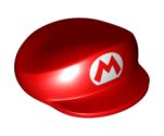 Large Figure Part Headgear Cap Mario with Letter M in White Oval Pattern