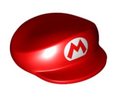 Large Figure Part Headgear Cap Mario with Letter M in White Oval Pattern