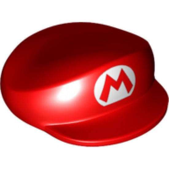 Large Figure Part Headgear Cap Mario with Letter M in White Oval Pattern