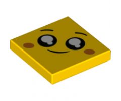 Tile 2 x 2 with Face, Smile, Black Eyes with White Pupils, Orange Cheeks Pattern
