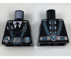 Torso Utility Belt and Straps, Ultra Agents Logo on Buckle, Light Bluish Gray Shirt, Black Tie Pattern (Curtis Bolt)