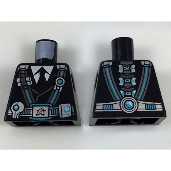 Torso Utility Belt and Straps, Ultra Agents Logo on Buckle, Light Bluish Gray Shirt, Black Tie Pattern (Curtis Bolt)