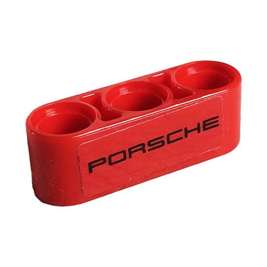 Technic, Liftarm 1 x 3 Thick with Black 'PORSCHE' on Red Background Pattern (Sticker) - Set 42096