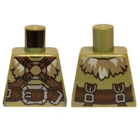 Torso LotR Vest with Fur Collar, Straps and Buckles Pattern