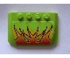 Wedge 4 x 6 x 2/3 Triple Curved with Flames on Lime Background Pattern (Sticker) - Set 8141