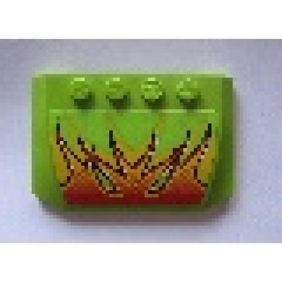 Wedge 4 x 6 x 2/3 Triple Curved with Flames on Lime Background Pattern (Sticker) - Set 8141