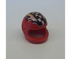 Minifigure, Headgear Helmet Motorcycle (Standard) with Checkered Stripe and Flames Pattern