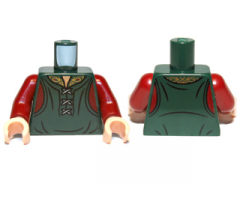 Torso LotR Shirt with Laces and Metallic Gold Collar Pattern (King Theoden) / Dark Red Arms / Light Nougat Hands