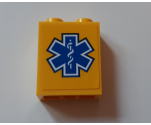 Brick 1 x 2 x 2 with Inside Stud Holder with EMT Star of Life Pattern (Sticker) - Set 60179