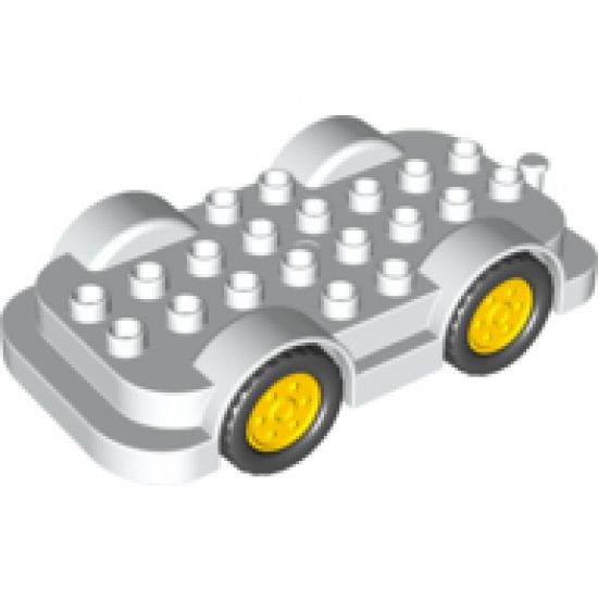 Duplo, Vehicle Car Base 4 x 8 with Four Black Wheels and Yellow Hubs