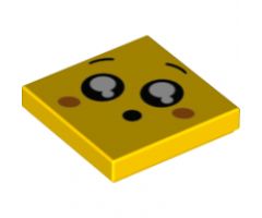 Tile 2 x 2 with Face, Surprised, Black Eyes with White Pupils, Raised Eyebrows, Orange Cheeks Pattern