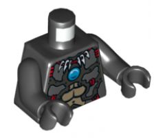 Torso Chima Silver Armor, Muscles, Bone Necklace, Red Winged Skull Emblem and Blue Round Jewel (Chi) Pattern / Black Arms / Black Hands