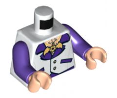 Torso Vest with Open Shirt, Bat Medallion and Hairy Chest Pattern / Dark Purple Arms / Light Nougat Hands