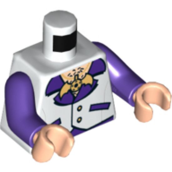 Torso Vest with Open Shirt, Bat Medallion and Hairy Chest Pattern / Dark Purple Arms / Light Nougat Hands