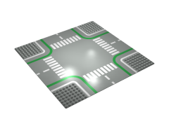 Baseplate, Road 32 x 32 7-Stud Crossroads with Road and Crosswalks Pattern