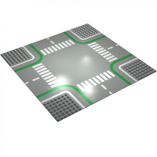 Baseplate, Road 32 x 32 7-Stud Crossroads with Road and Crosswalks Pattern