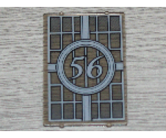 Glass for Window 1 x 4 x 5 with Bars and Number 56 in Circle Pattern (Sticker) - Set 4856