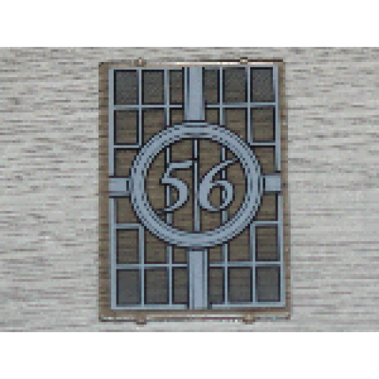 Glass for Window 1 x 4 x 5 with Bars and Number 56 in Circle Pattern (Sticker) - Set 4856
