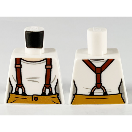 Torso Female Light Nougat Neck, Reddish Brown Suspenders and Medium Nougat Pants Pattern