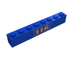Brick 1 x 8 with Gold '116' Pattern Centered