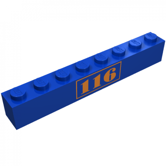 Brick 1 x 8 with Gold '116' Pattern Centered
