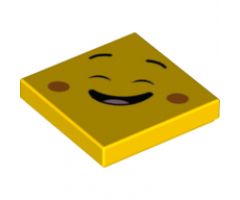 Tile 2 x 2 with Face, Cheerful, Closed Eyes, Raised Eyebrows, Orange Cheeks Pattern