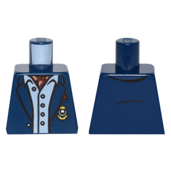 Torso Batman Suit Jacket, Light Blue Button Down Shirt Open Collar, Red Ascot, Gold Monogram Pattern