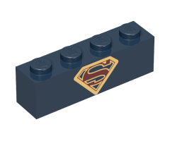 Brick 1 x 4 with Dark Red and Gold Superman 'S' Logo Pattern