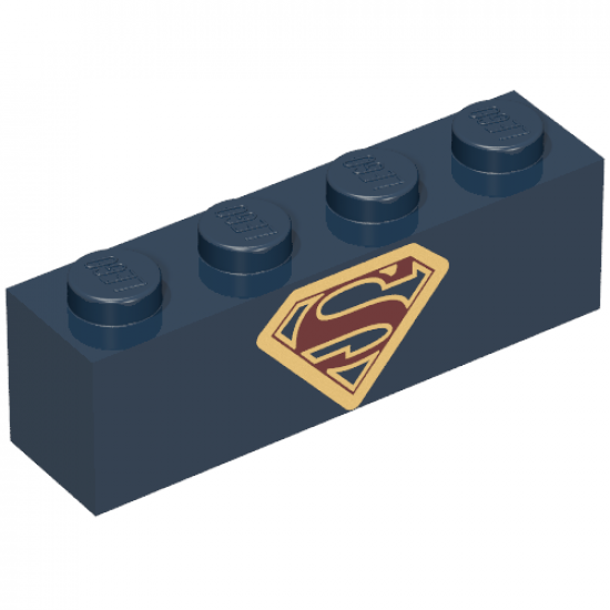 Brick 1 x 4 with Dark Red and Gold Superman 'S' Logo Pattern