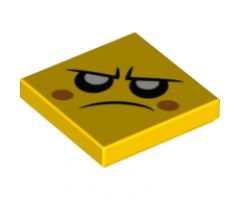 Tile 2 x 2 with Face, Angry, Black Eyes with White Pupils, Orange Cheeks Pattern