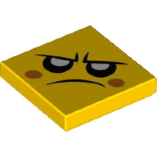 Tile 2 x 2 with Face, Angry, Black Eyes with White Pupils, Orange Cheeks Pattern