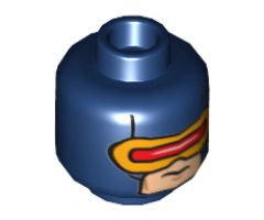 Minifigure, Head Male Mask with Red and Gold Visor Pattern (Cyclops) - Hollow Stud