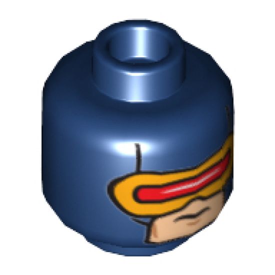 Minifigure, Head Male Mask with Red and Gold Visor Pattern (Cyclops) - Hollow Stud