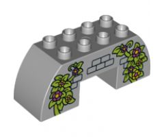 Duplo, Brick 2 x 6 x 2 Curved with 2 x 2 Cutout on Bottom with Vines and Flowers, Bricks Pattern